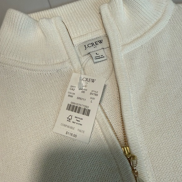 J. Crew Navy and Cream Striped Crew Neck Sweater - Picture 2 of 5